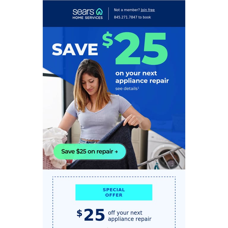 200+ brands. $25 off repair. - newsletter screenshot