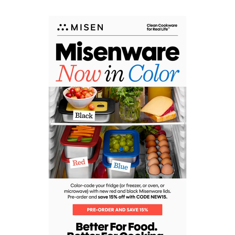 NEW Misenware Colors - 15% Off! - newsletter screenshot