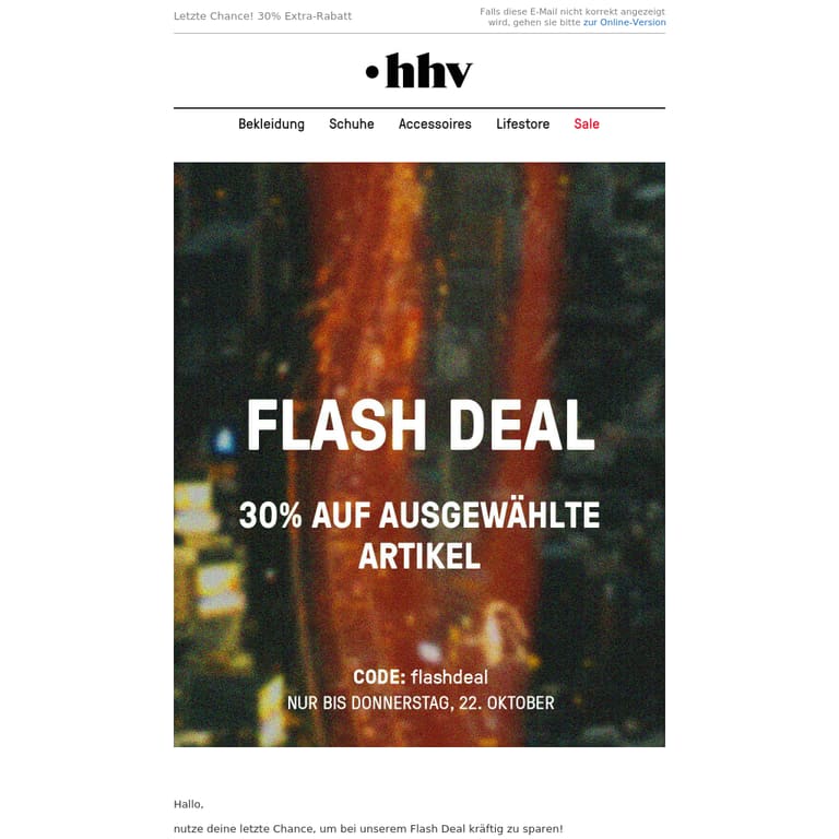 Nur noch bis 23:59 Uhr - 30% Extra-Rabatt auf über 3.000 Clothing Artikel! - newsletter screenshot