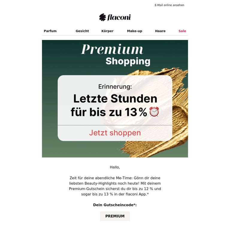 Nur noch heute: Dein Premium-Gutschein 🌙 - newsletter screenshot