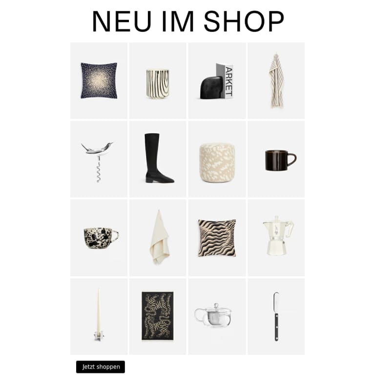 Neue Designs für das Zuhause - newsletter screenshot
