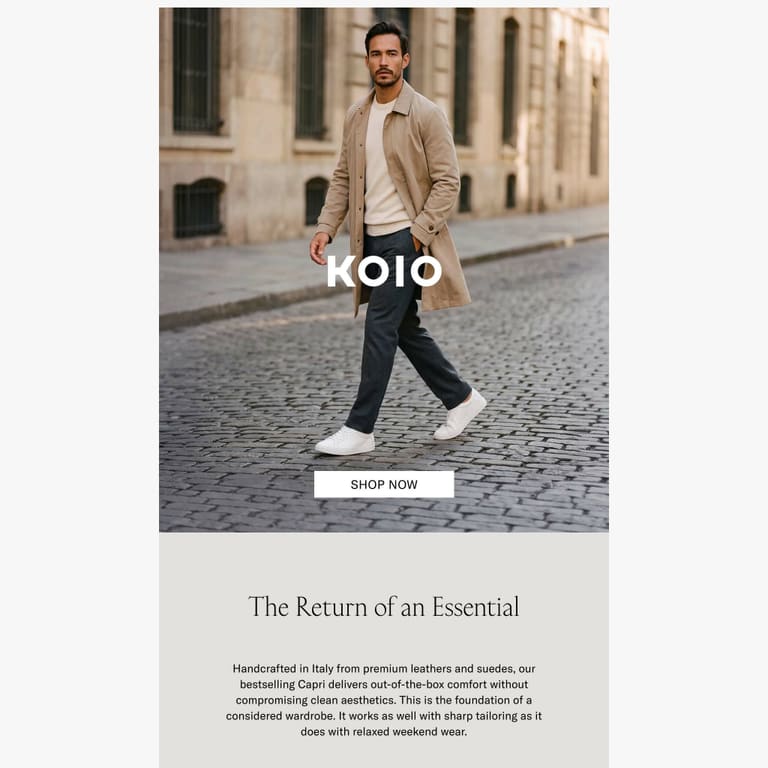 The Capri Is Back in Stock - newsletter screenshot