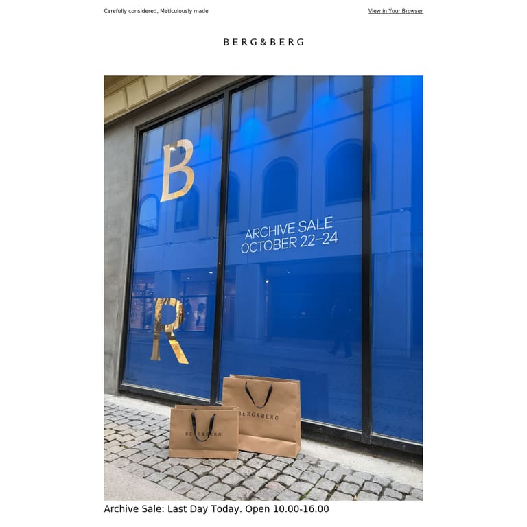 Last Day Today: Gothenburg Archive Sale - newsletter screenshot