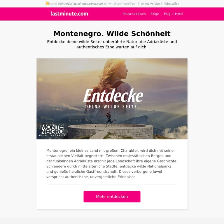 Montenegro, wilde Schönheit - newsletter screenshot