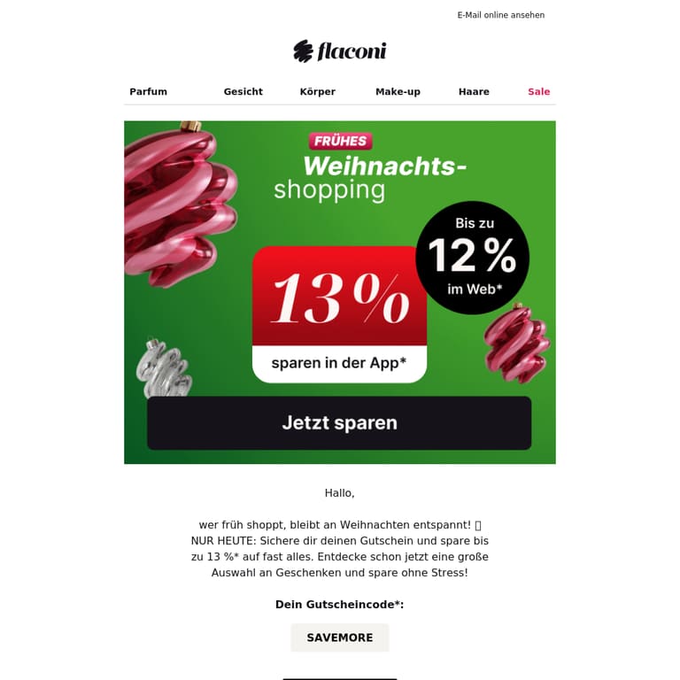 🎁 Weihnachten ohne Stress: Bis zu -13 % - newsletter screenshot