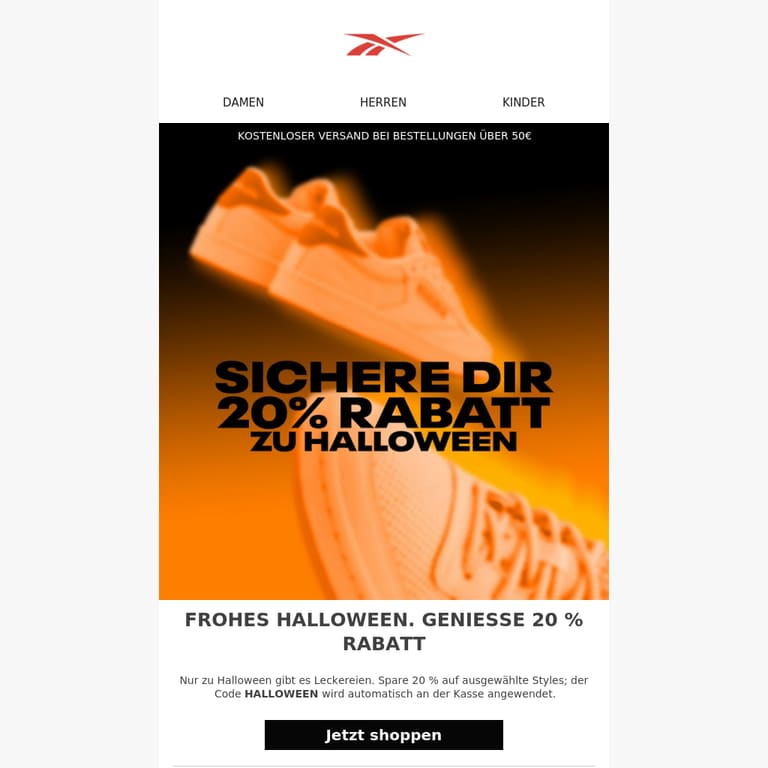 Bereit für Halloween? Sichere Dir 20 % Rabatt - newsletter screenshot