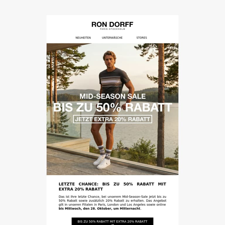 Bis zu 50% Rabatt mit extra 20% - newsletter screenshot