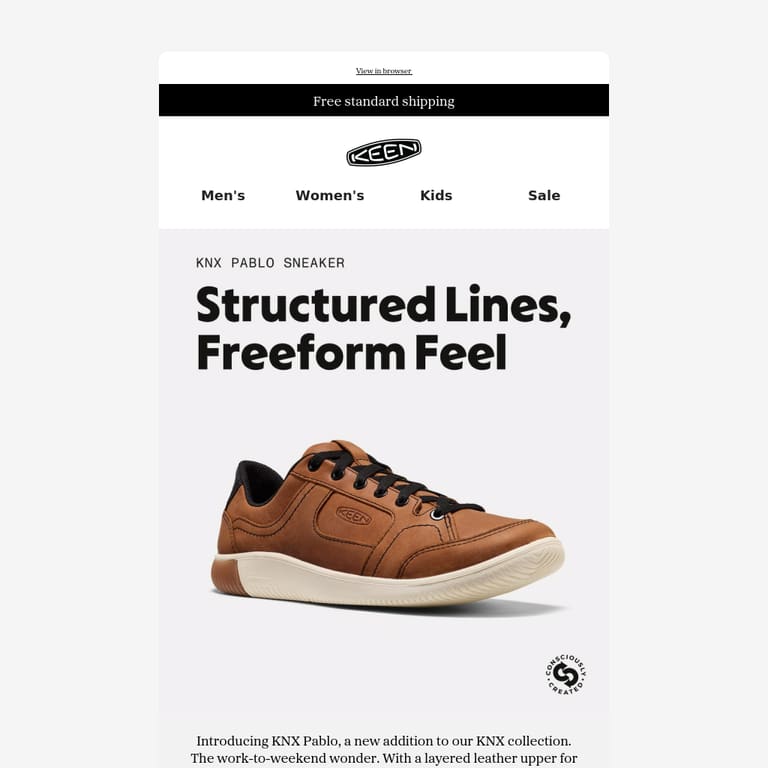 NEW KNX Pablo Sneaker - newsletter screenshot