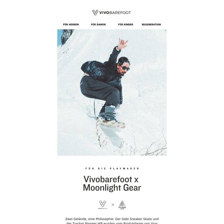 Vivobarefoot × Moonlight Gear - newsletter screenshot