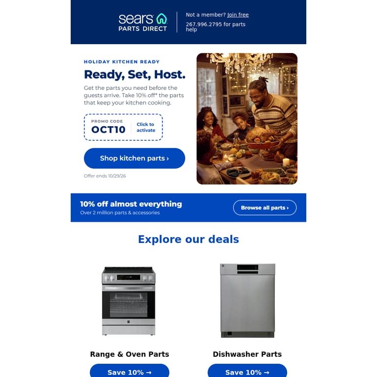10% off parts for whatever's cooking - newsletter screenshot