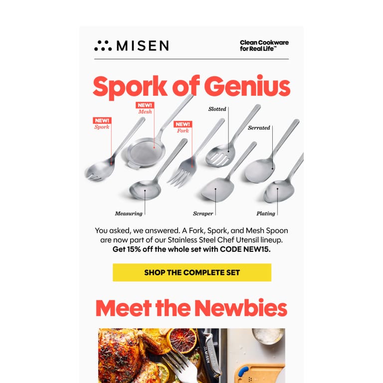 15% Off Chef Utensil Sets - newsletter screenshot