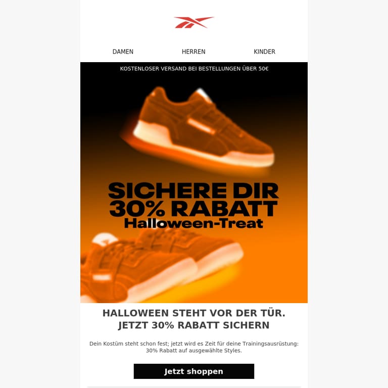 Bereit für Halloween? Hier sind 30 % Rabatt - newsletter screenshot