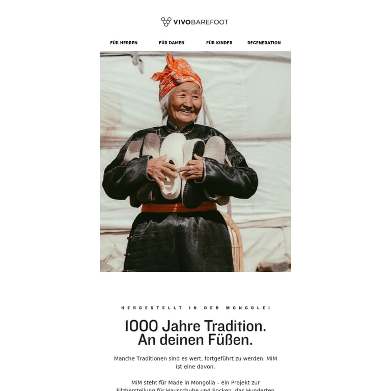 1000 Jahre Tradition. An deinen Füßen. Was macht einen Mim Slipper so besonders? - newsletter screenshot