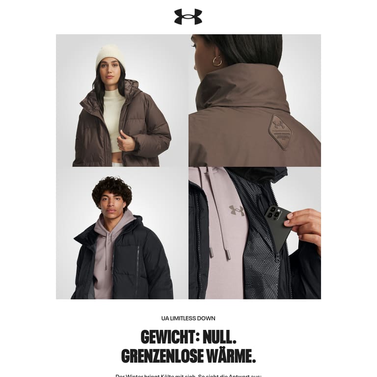 Bei Kälte hilft Limitless Down. - newsletter screenshot
