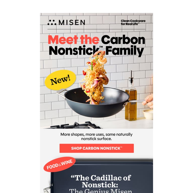 A Carbon Nonstick™ Pan For Every Meal - newsletter screenshot