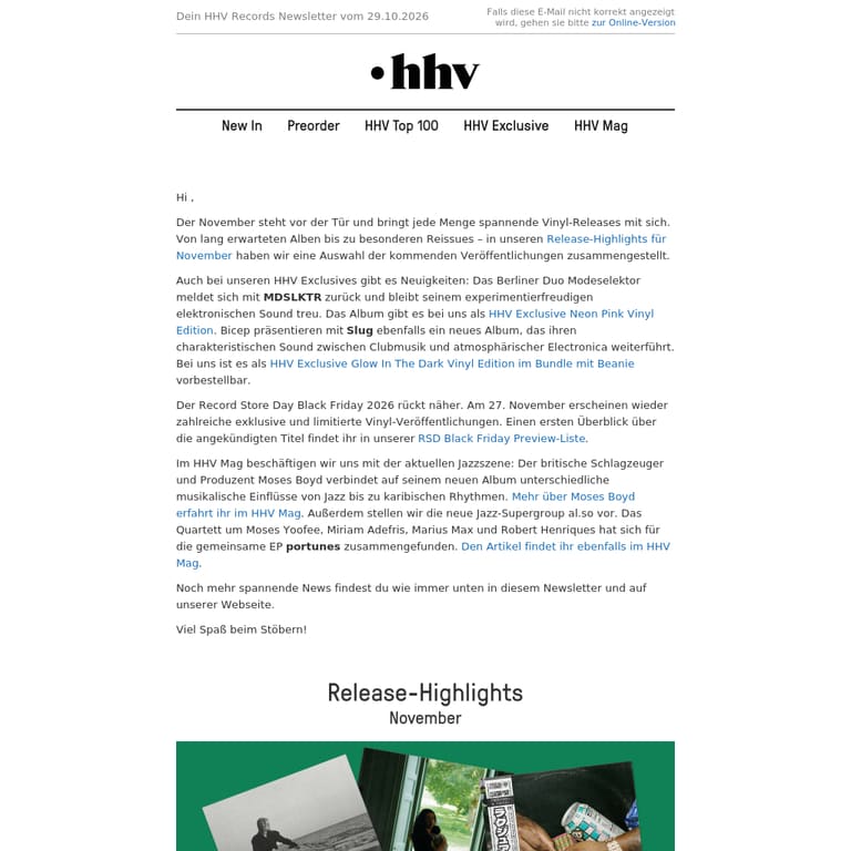 Release-Highlights November | Modeselektor | Bicep | RSD Preview - newsletter screenshot