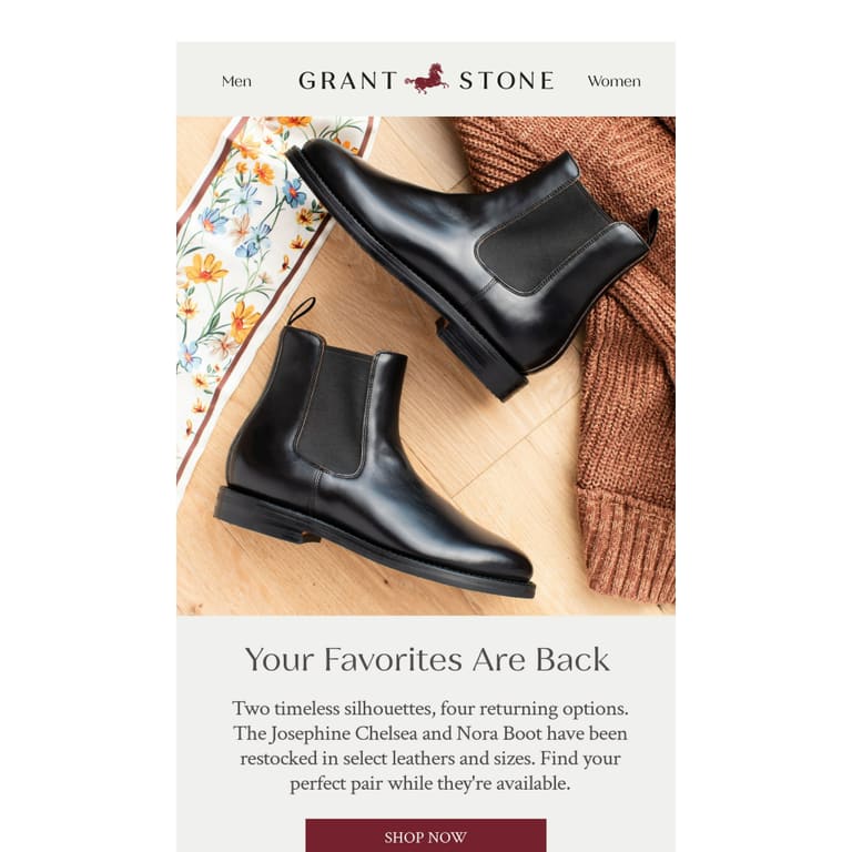 Women’s Fall Boot Collection - newsletter screenshot