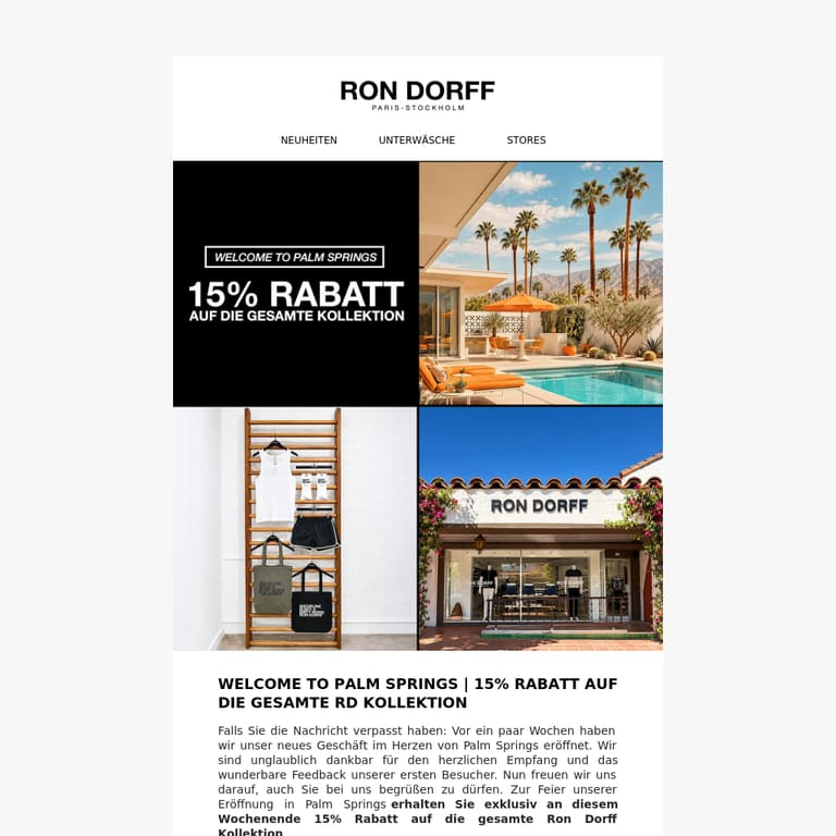 15% Rabatt auf die gesamte Kollektion - newsletter screenshot