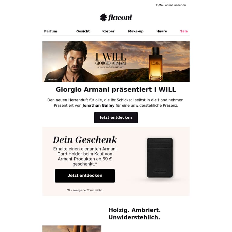 Dein Geschenk: Armani Card Holder 🎁 - newsletter screenshot