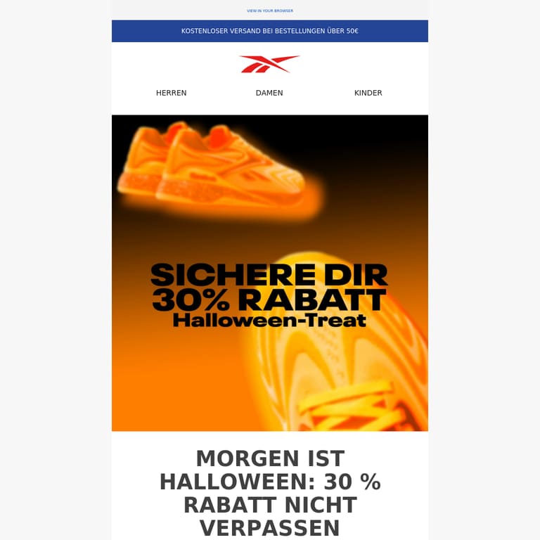 Letzte Chance: 30 % Rabatt auf Halloween-Angebote - newsletter screenshot