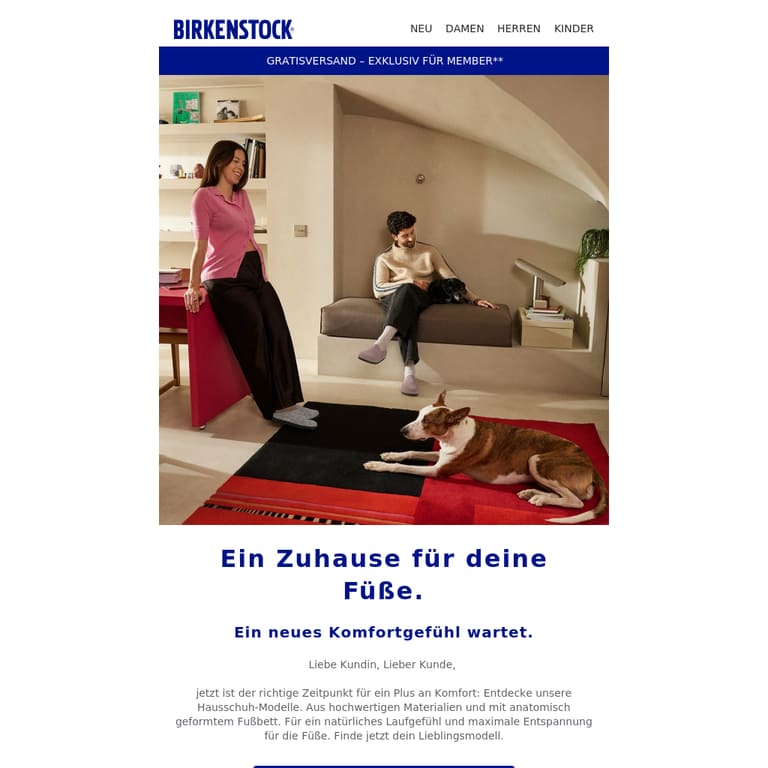 Finde deinen perfekten Hausschuh. - newsletter screenshot